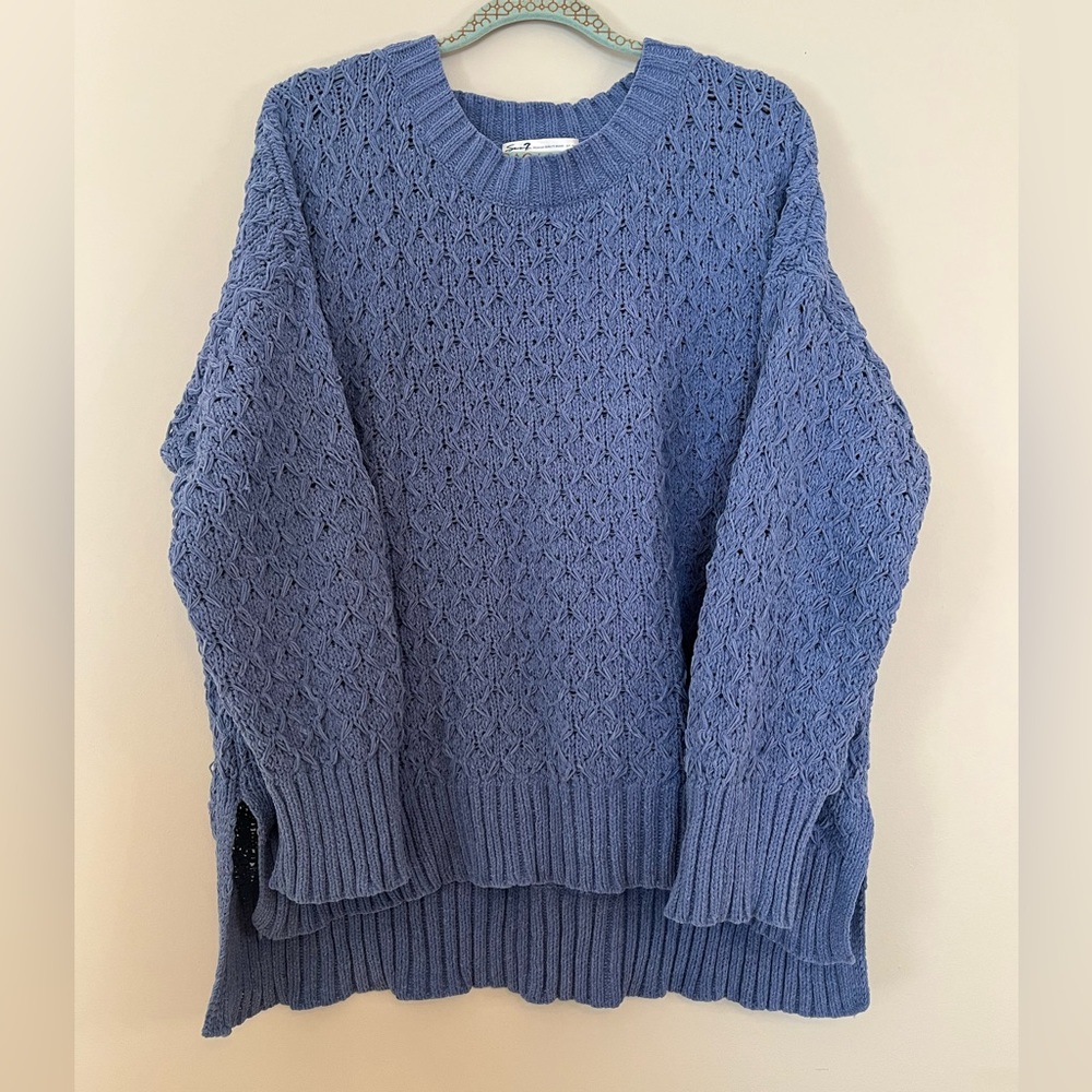 Seven7 Textured Sweater Blue Size XXL